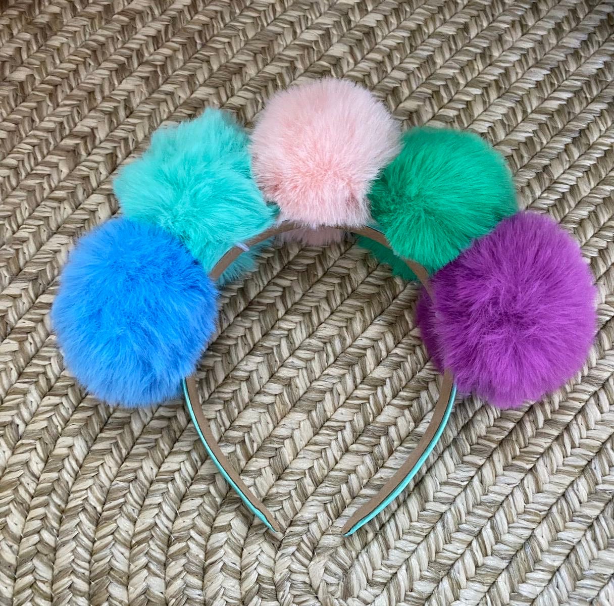 Vintage style Headwrap w real marabou Blue Feathers Pom Pom Headband Patriotic Pom Pom Headband Set for 4th of July Celebration  main image 2