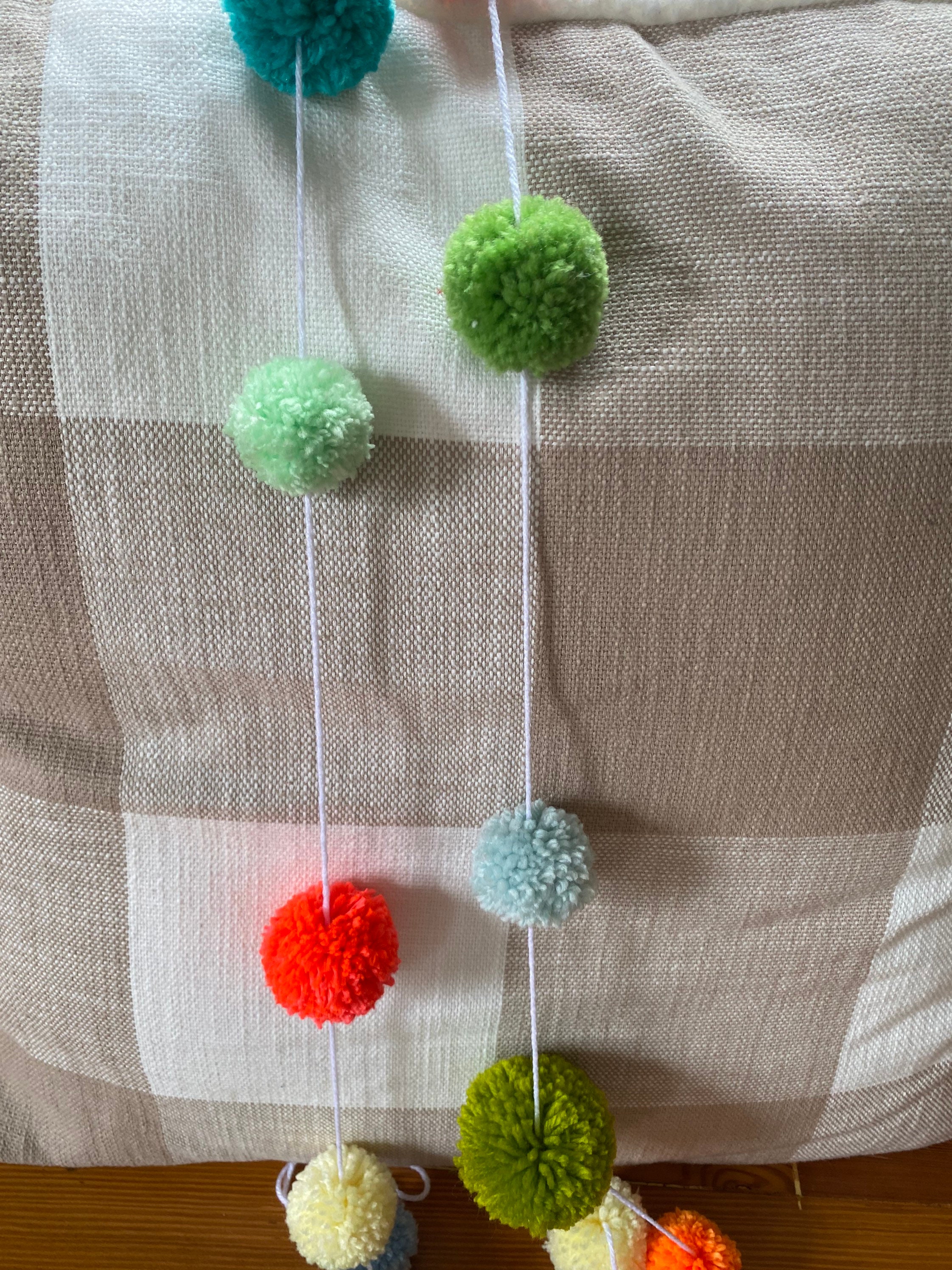 Bright yarn pom pom garland Etsy