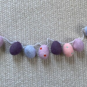 Easter egg garland in pink, purple, and blue