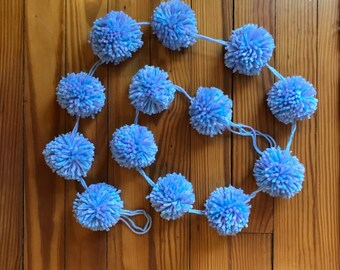 Blue and Purple Mixed Pom Pom Garland