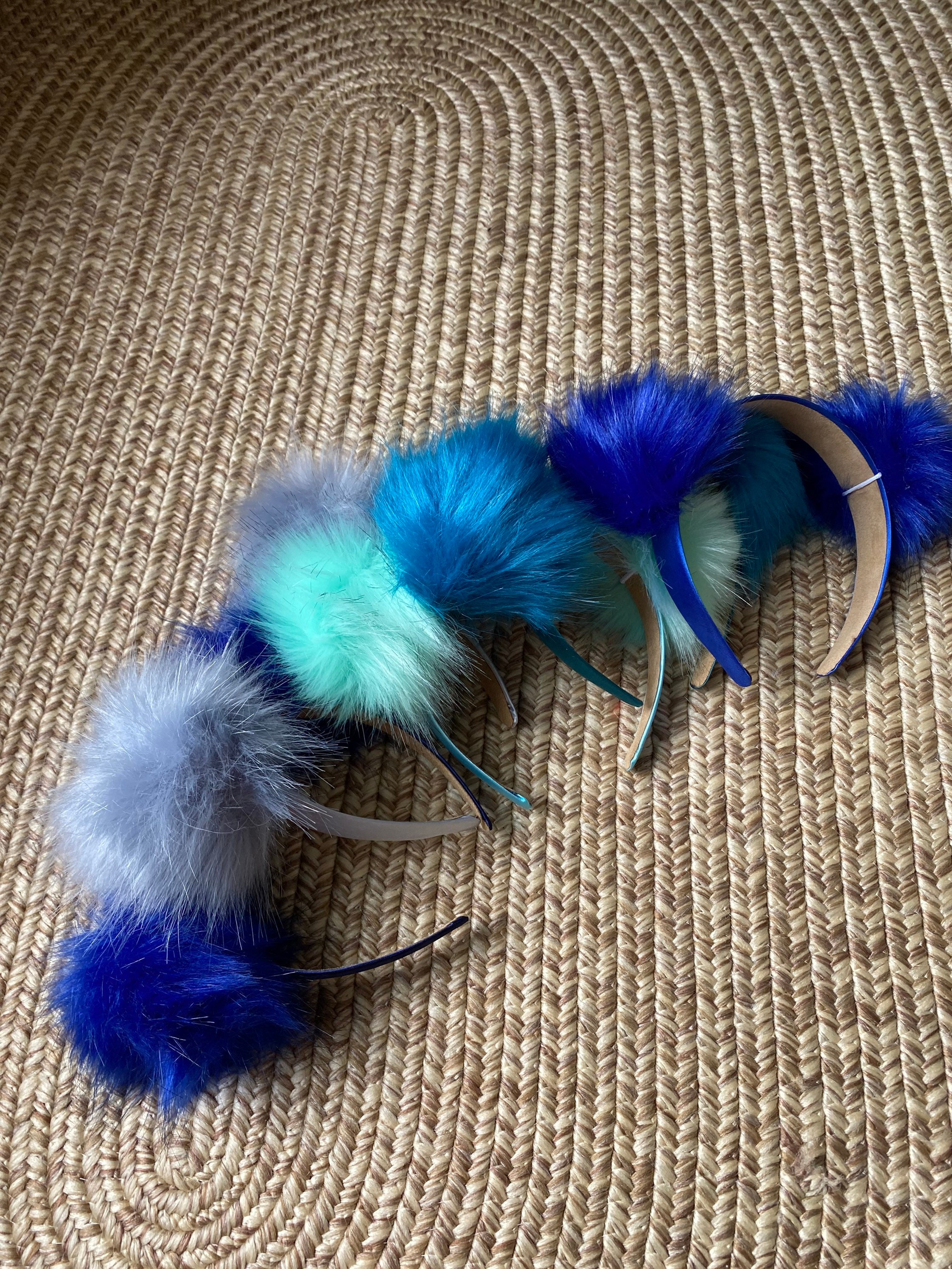 Faux Fur Bear Style Headband in Light Teal, Grey, or Royal  display picture 1