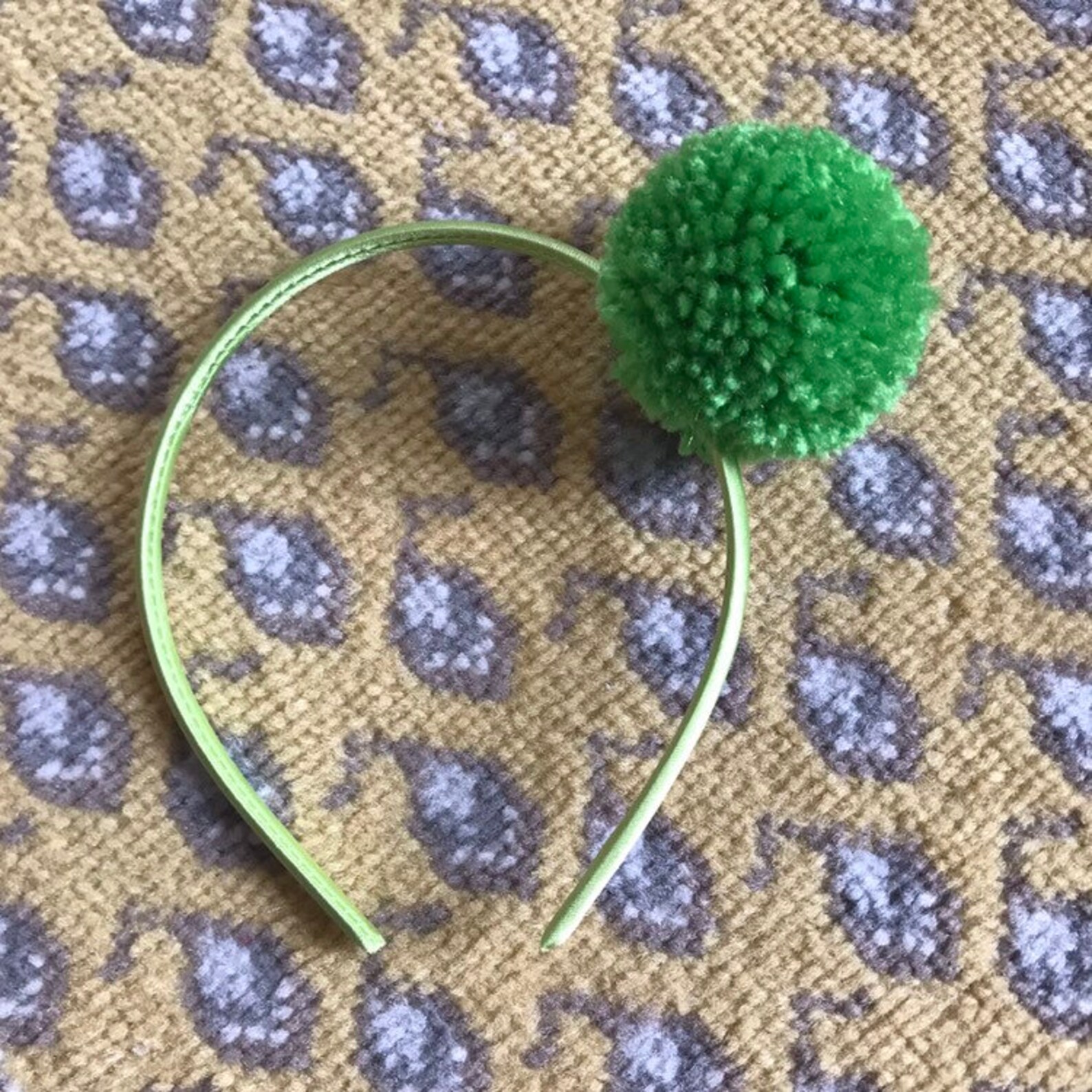 Green Pom Pom Headband Etsy
