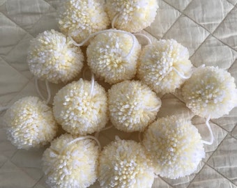 White and Cream Snowball Pom Pom Garland