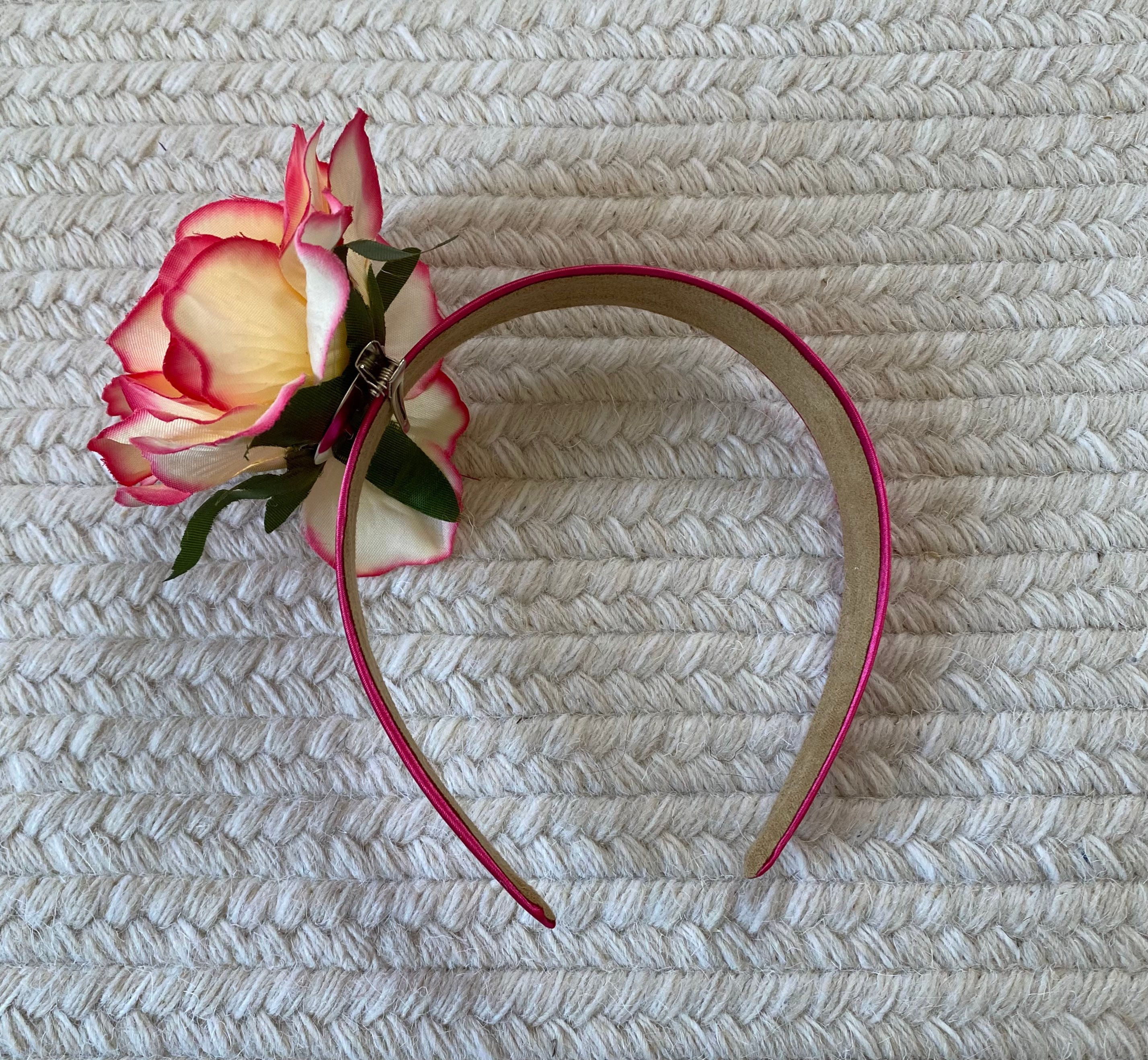 Floral Satin Headband: Rose Accent, Special Occasion Hair 