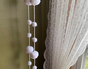 White and Iridescent Snowball Pom Pom Garland