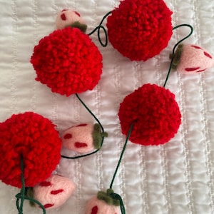 strawberry and red pom pom garland