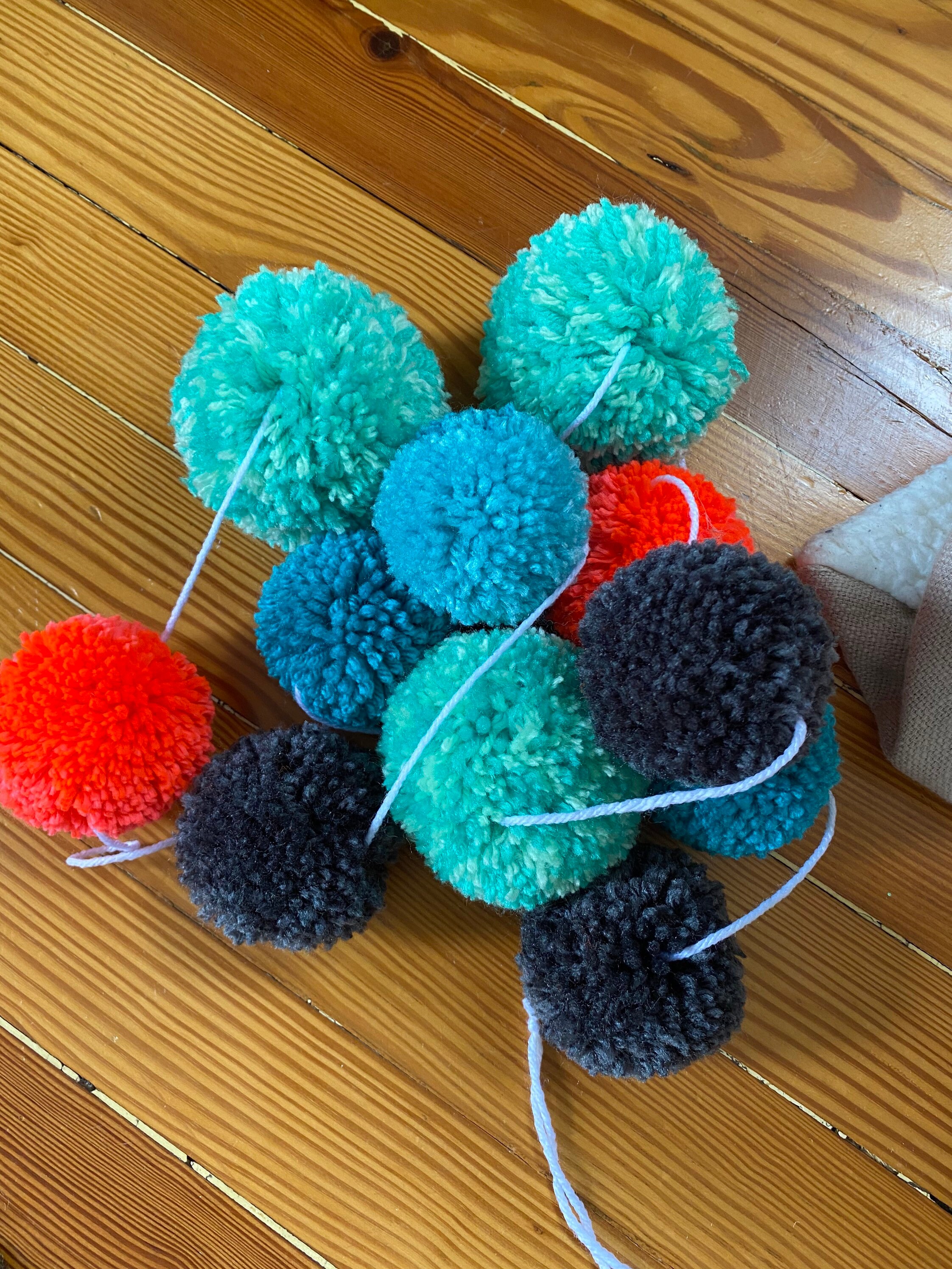 10 Feet Colorful Wool Pom Pom Garland For Rainbow Birthday Decorations (24 Balls) | Oriental Trading