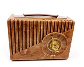 Rare Vintage Sentinel Tube Radio Red Brown Swirl Marble Look 1u-345p Bakelite