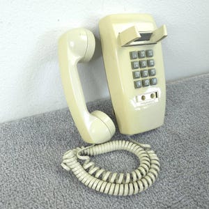 Vintage Phone Premier 2554 Push Button Telephone Wall Mount Beige UNTESTED