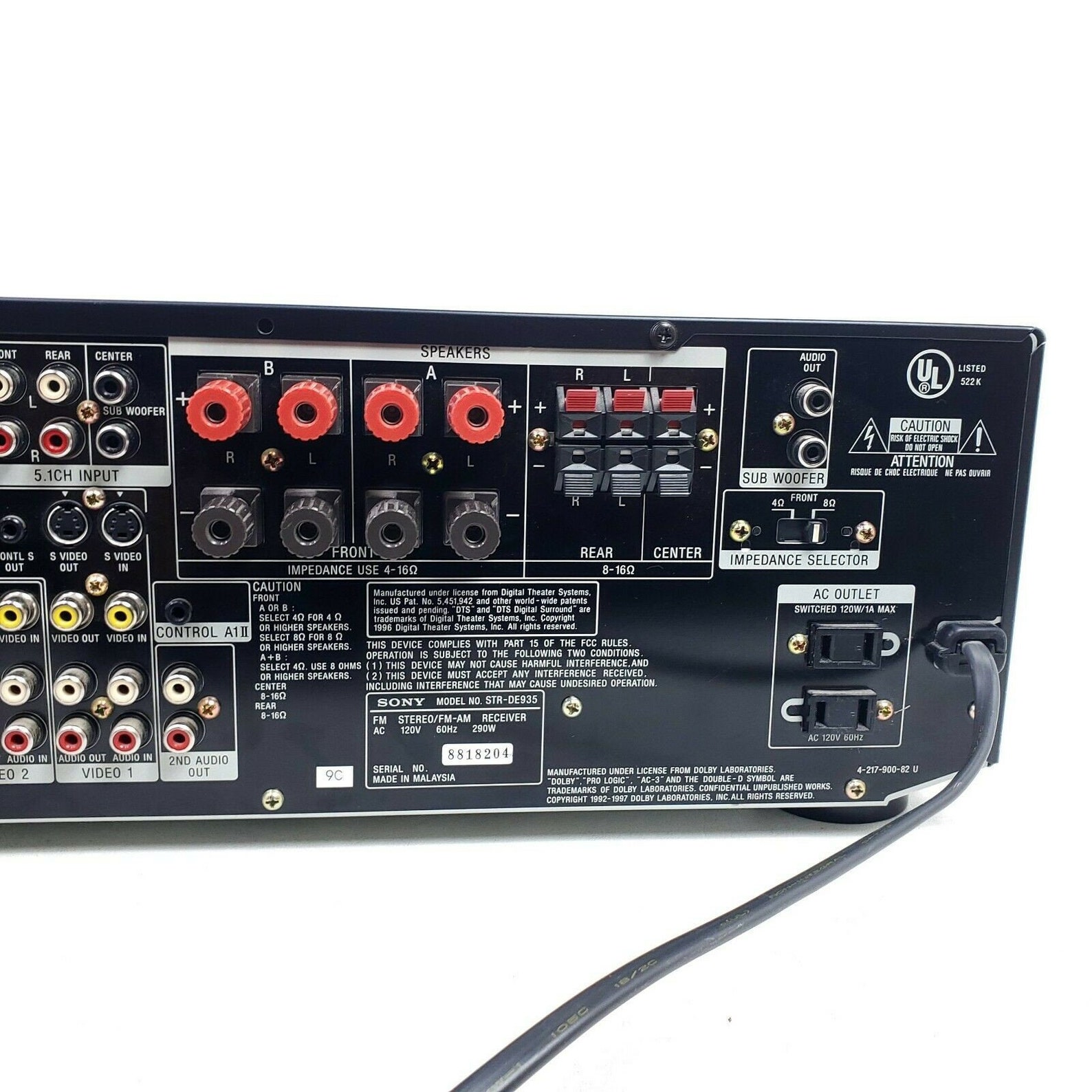 Vintage Sony Receiver STRDE935 5.1 Channel 100W AM/FM Video Etsy