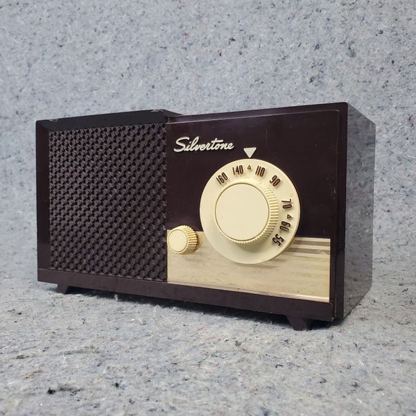 Silvertone Tube Radio 7003 AM Tabletop Vintage 1950s MCM Brown Sears Works