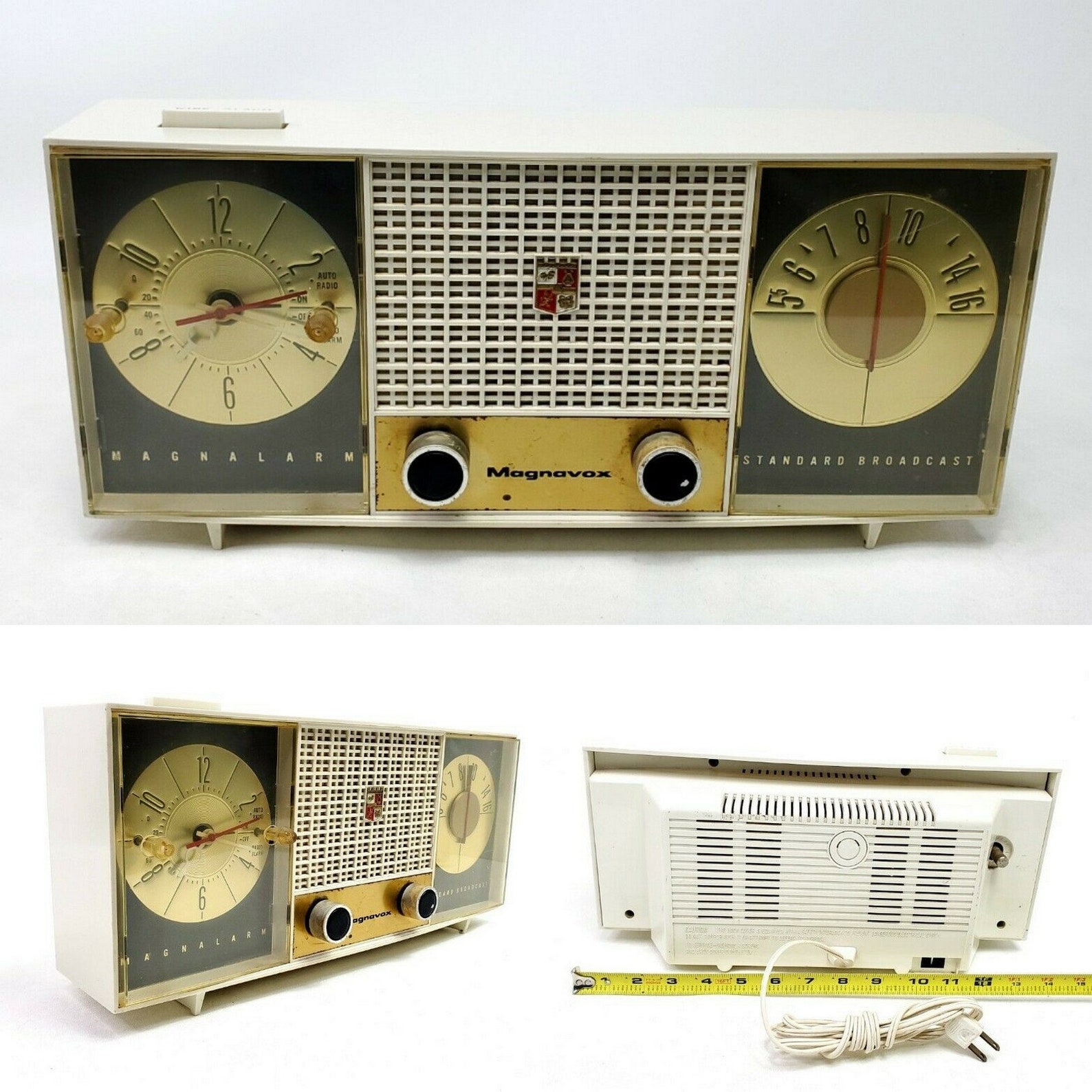 Vintage Magnavox Tube Clock Radio C5 Ivory MCM 1950 s Etsy