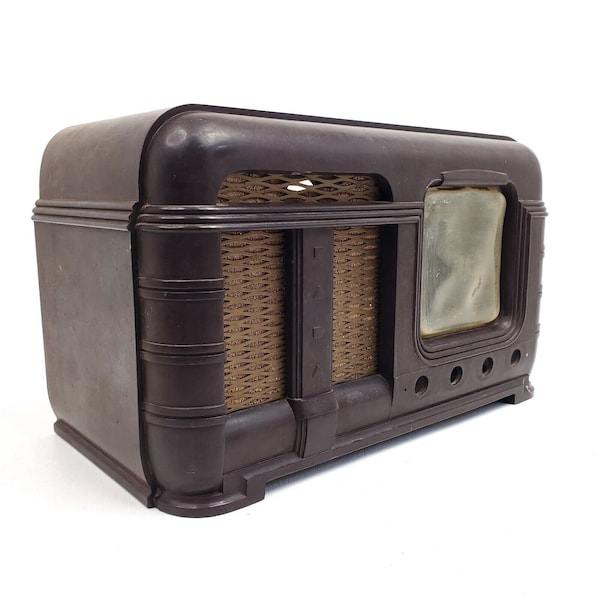 Cabinet Only Bakelite Fada Tube Radio Model 790 Brown Art Deco Vintage 1948