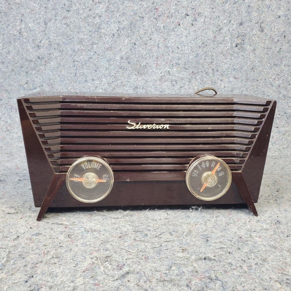 Silvertone Tube Radio 9002 AM Tabletop Vintage 1950s MCM Brown Sears NOT Working