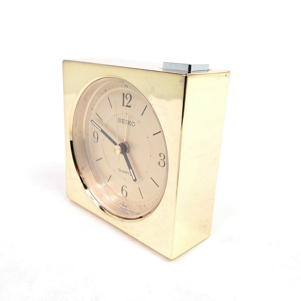 Vintage Seiko Quartz Travel Alarm Clock Gold Tone Desktop Etsy