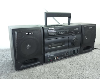 Sony CFS-1035 Vintage Portable AM/FM Radio Cassette Boombox Detachable Speakers