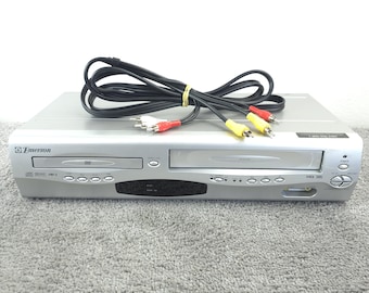 Reproductor/grabador combinado de DVD y VHS Emerson EWD2203 de 4 cabezales, alta calidad, HQ, S-Video, estilo vintage, sin control remoto.