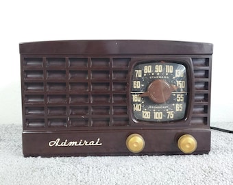 Admiral Tube Radio 5X12-N AM Vintage Brown Bakelite MCM Tested Works