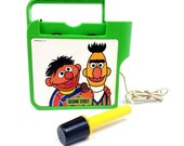 Needs Repair Bert ERNIE Sing-A-Long Transistor Radio Mic Mixer Karoake Green Not Working
