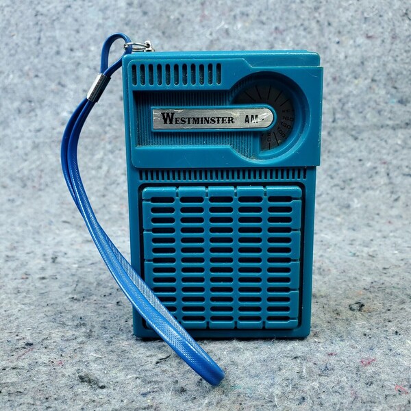 Westminster Transistor Radio AM Pocket Handheld Blue Vintage 1980's Working