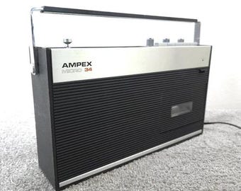 AMPEX Micro 34 Cassette Tape Player AM/FM Radio Portable Vintage Partially Works