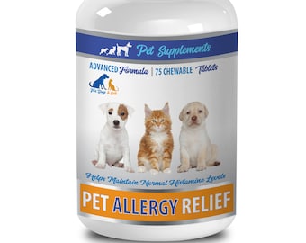allergie chien des friandises quercétine de chien - Pet Allergy Relief - pour chiens et chats - formule avancée - - 1 bouteille (75 bouchées)