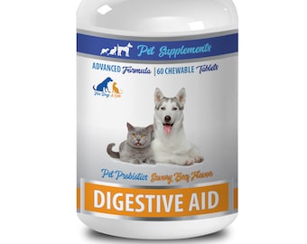 Pet Digestive Aid: Beef Flavored Probiotic Supplement (60 Chews)