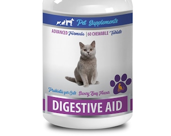 cat digestive support - Digestive Aid - For Cats - Advanced Probiotic - Chewable - salivarius probiotic - 1 Bottle (60 Chews)