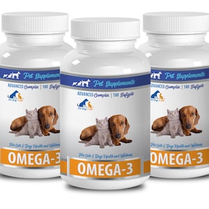 Katze Fisch Öl Ergänzung - Omega-3 - für Hunde und Katzen - Gesundheit und Wellness - Katze Fisch Öl Ergänzung Haut - Flasche 3 (540 Kapseln)
