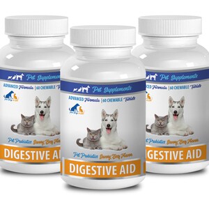 digestive dog chews - Pet Digestive Aid - Probiotics - For Dogs And Cats - Chewable - dog digestive aid - 3 Bottle (180 Chews)