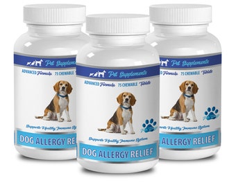 dog itching skin relief pills - Dog Allergy Relief - Advanced Formula Support - Chewable - dog allergy relief chewables - 3 Bottle 225 Chews