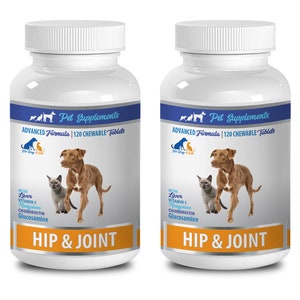 cat joint support - Hip And Joint - Health And Support - For Dogs And Cats - glucosamine for cats capsules - 2 Bottle (240 Chews)