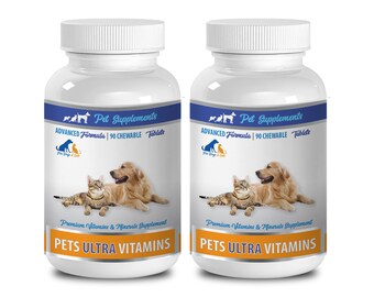 dog eye supplement - Pet Ultra Vitamins - Premium Minerals - For Cats And Dogs - vitamin e for dogs - 2 Bottle (180 Chewable)