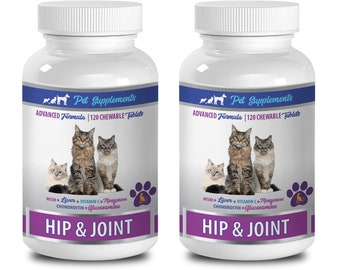 cat joint health supplement - Hip And Joint - For Cats - Health And Care - Chewable - cat glucosamine pills - 2 Bottle (240 Chews)