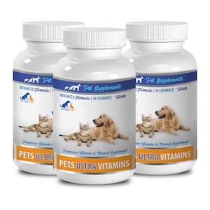 dog minerals vitamins - Pet Ultra Vitamins - Premium Minerals - For Cats And Dogs - dog calcium supplements - 3 Bottle (270 Chewable)