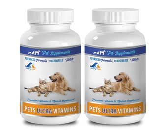 dog vitamins and minerals - Pet Ultra Vitamins - Premium Minerals - For Cats And Dogs - vitamin c for dogs - 2 Bottle (180 Chewable)