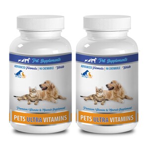Antioxidative Nahrungsergänzungsmittel für Hunde - Pet Ultra Vitamine - Premium Mineralien - Für Katzen und Hunde - Kalzium für Hunde - 2 Flaschen (180 Chewable)