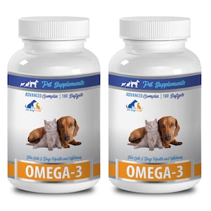 Katze Haut Ergänzung - Omega-3 - für Hunde und Katzen - Gesundheit und Wellness - Katze Omega-3 Fischöl - 2 Flasche (360 Kapseln)