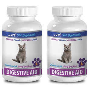 probiotic cat treats - Digestive Aid - For Cats - Advanced Probiotic - Chewable - digestive enzymes for cats - 2 Bottle (120 Chews)