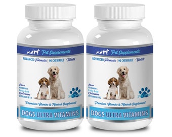 dog energy supplement - Dogs Ultra Vitamins - Chewable - Advanced Formula - Premium Minerals - dog vitamins for joints - 2 Bottle 180 Chews