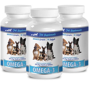 muscle builder for dogs - Omega 3 - Advanced Complex - Health & Wellness - For Dogs -  dog skin allergy supplement - 3 Bottle (540 Softgels)
