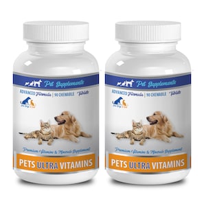 vitamin for cats - Pet Ultra Vitamins - Premium Minerals - For Cats And Dogs - cat vitamin b12 - 2 Bottle (180 Chewable)