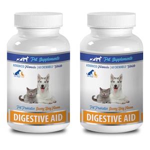 cat stomach sensitive - Pet Digestive Aid - Probiotics - For Dogs And Cats - Chewable - cat digestive help - 2 Bottle (120 Chews)