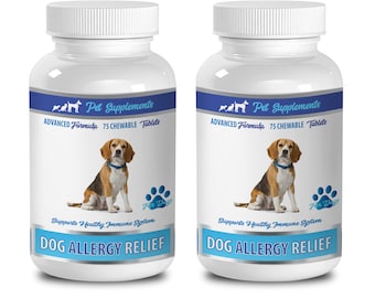 impulso inmune para perros - Alivio de la alergia de los perros - Soporte avanzado de fórmula - Masticable - raíz de regaliz para perros - 2 botellas (150 chews)