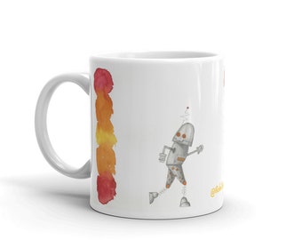 Running From Fireballs Robot Mug