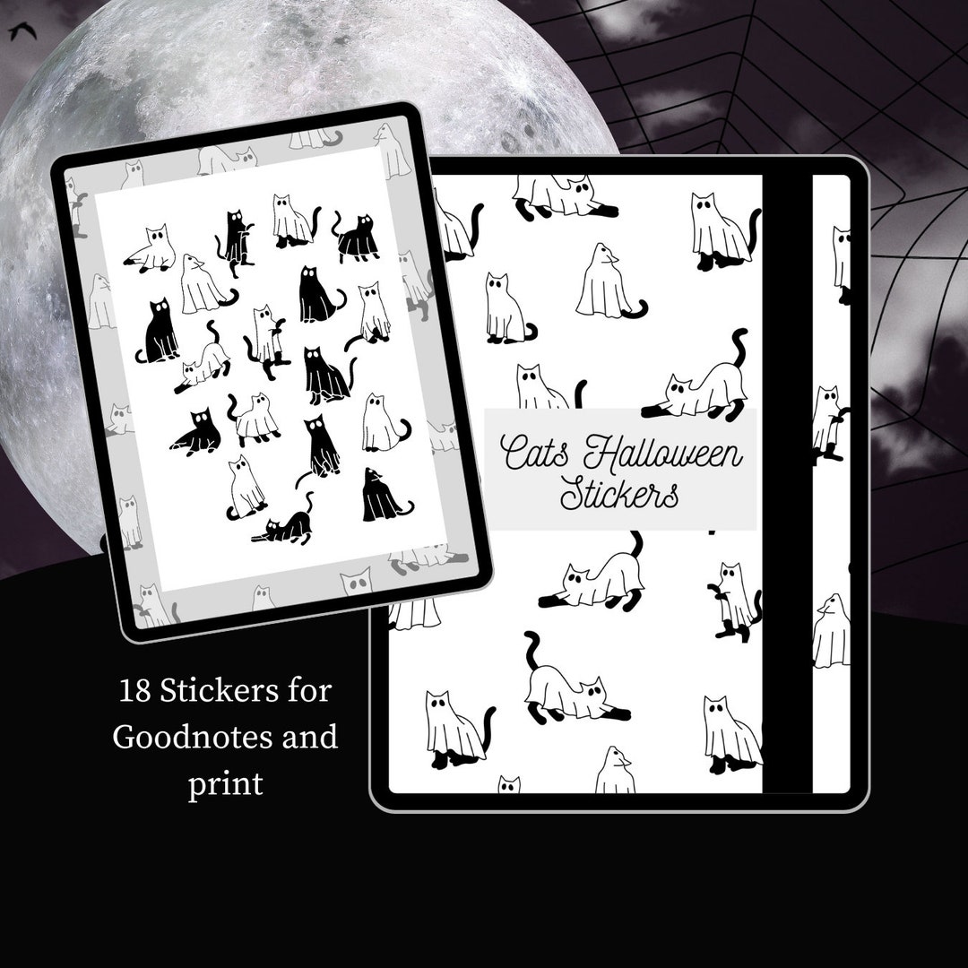 Cats Halloween Stickers for Goodnotes and Print Etsy