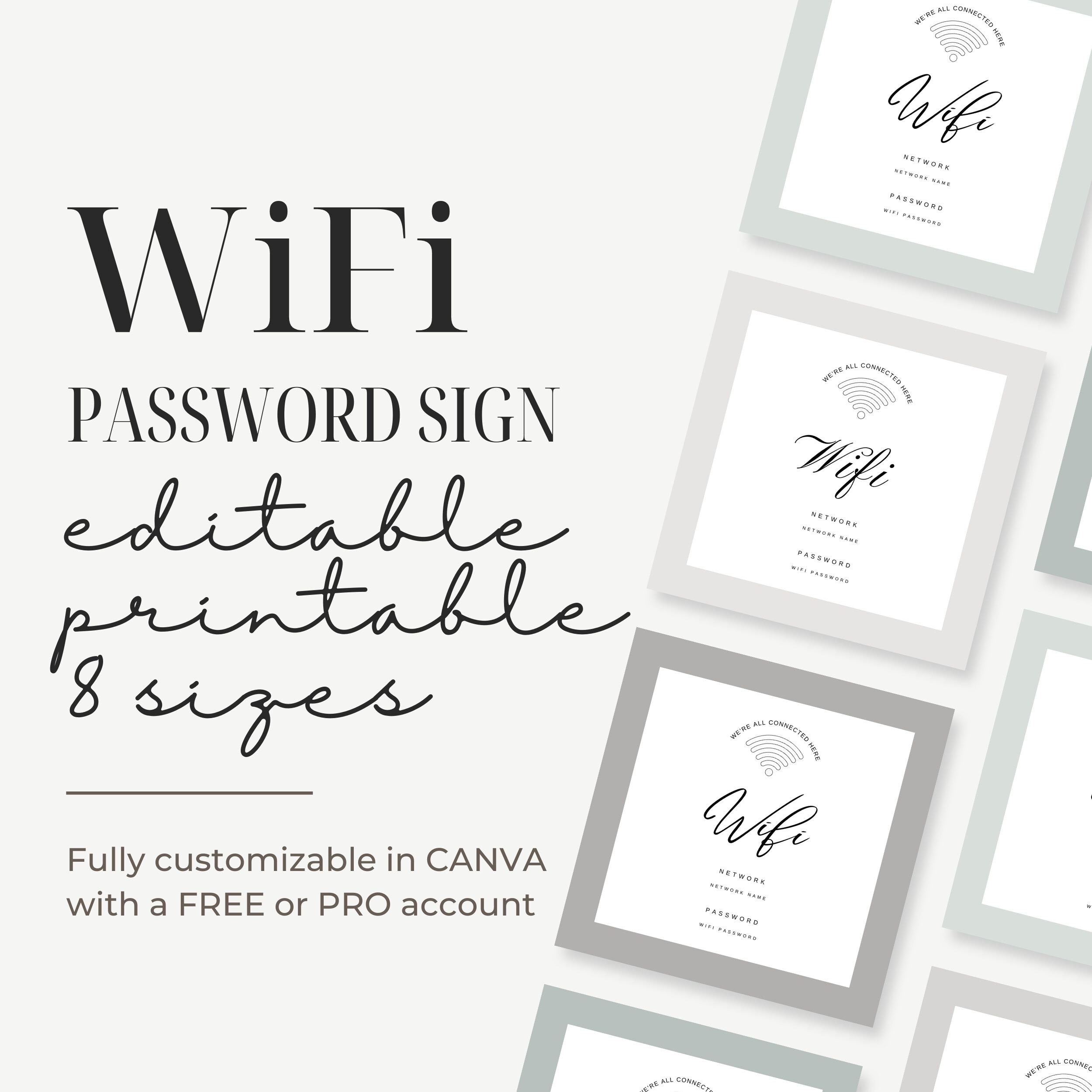 Wifi Password Sign Printable, Editable Wifi Sign Template, 4x6, 5x7 ...