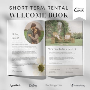 Airbnb Welcome Book Template | BnB Welcome Book | House Host Manual | Guest Experience | Editable Canva Template | Vacation Rental Template