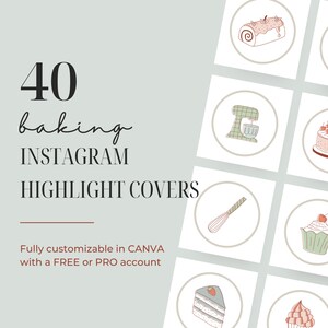 40 Baking Theme Instagram Highlight Covers | Canva Bakery Templates | IG Story Icons for Bakers | Insta Templates for Social Media