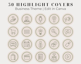 Instagram Highlights for Business | Instagram Covers Business Pack | Canva Social Templates | IG Story Icons | Templates for Social Media